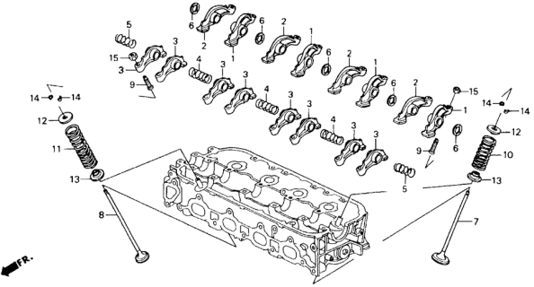 1990 Honda Accord 2 Door LX KA 5MT Rocker Arm - Valve Diagram