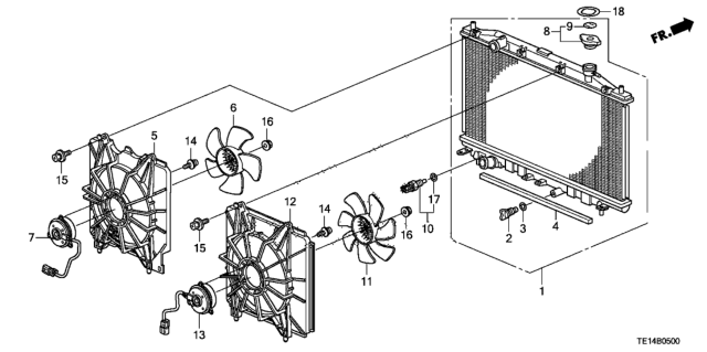 2012 Honda Accord Radiator (L4) (Denso) Diagram