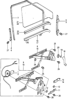 1981 Honda Accord Holder, L. FR. Door Glass Diagram for 75321-672-010