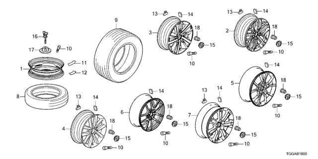 2021 Honda Civic Tire - Wheel Disk Diagram