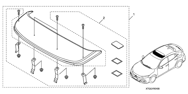 2019 Honda Civic Moonroof Visor (5D) Diagram for 08R01-TGG-101