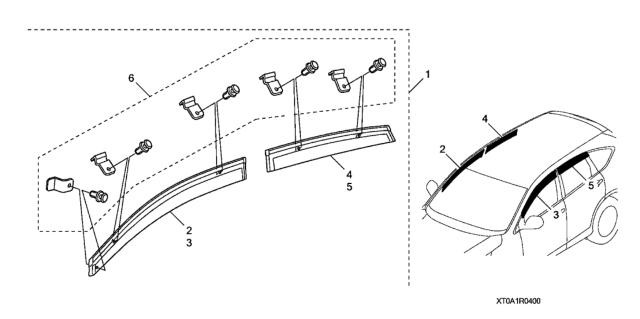 2013 Honda CR-V Visor, L. RR. Door Diagram for 08R04-T0A-10004