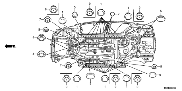 2014 Honda Civic 4 Door MX KL CVT Grommet (Lower) Diagram