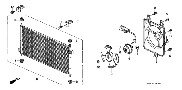 2000 Honda Accord Shroud, Air Conditioner Diagram for 38615-PAA-A00