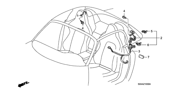 2009 Honda S2000 2 Door BASE KA 6MT Wire Harness (Accessory Hardtop) Diagram