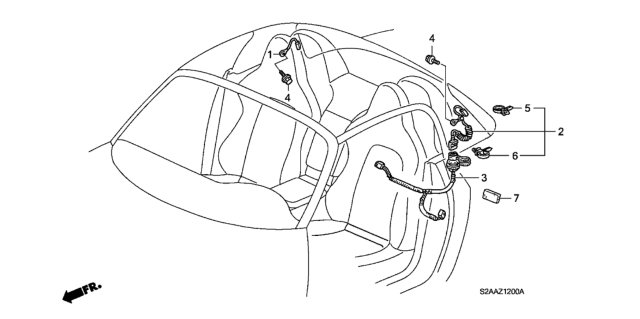 2008 Honda S2000 Sub-Wire, Hardtop Diagram for 32204-S2A-305