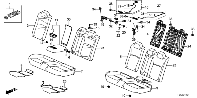 2018 Honda Civic Cover, RR. Seat Armrest *NH900L* Diagram for 82995-TBA-A41ZA