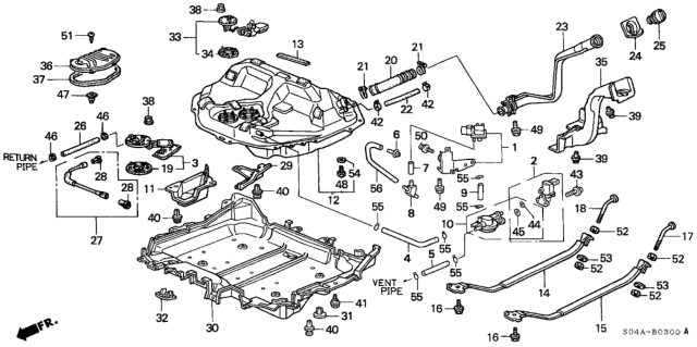 1998 Honda Civic Cover, Fuel Tank Diagram for 17733-S02-L00