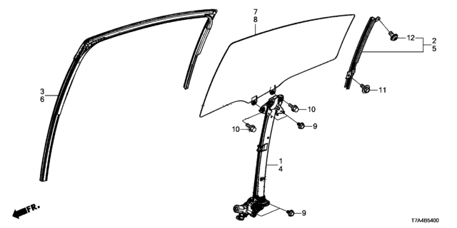 2020 Honda HR-V Rear Door Glass - Regulator Diagram