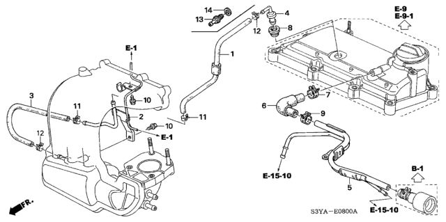 2005 Honda Insight Pipe, PCV Diagram for 11857-PHM-000