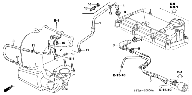 2005 Honda Insight Tube, PCV (Lower) Diagram for 11858-PHM-000