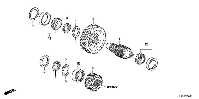 2016 Honda Civic AT Final Drive Shaft Diagram