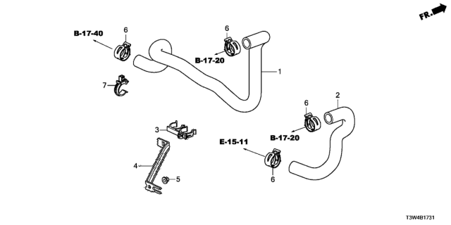 2017 Honda Accord Hybrid 4 Door HYBRID (EXL) KA CVT Water Hose Diagram
