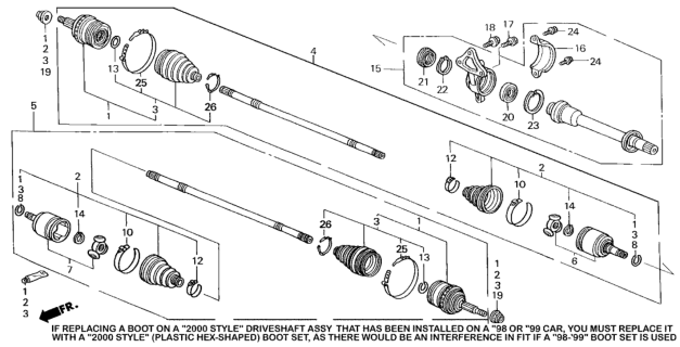 1998 Honda Accord Driveshaft (V6) Diagram 2