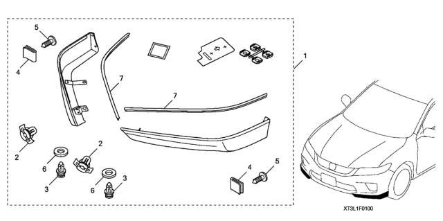 2015 Honda Accord Front Underbody Spoiler Diagram