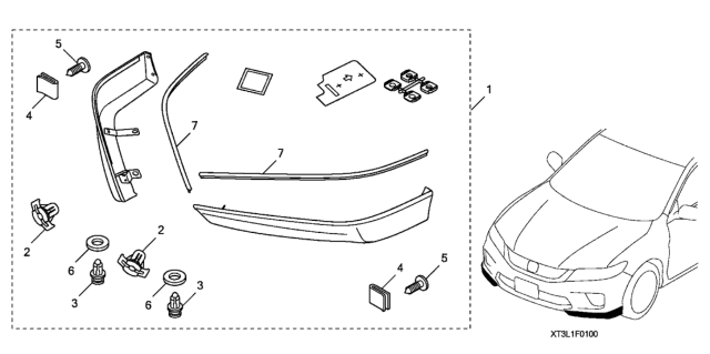 2015 Honda Accord Front Udby Spl R-94 Diagram for 08F01-T3L-161