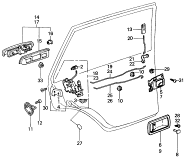 1981 Honda Civic Seal, RR. Door Lock Hole Diagram for 76841-672-000