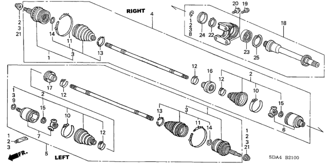 2004 Honda Accord Driveshaft Assembly, Driver Side Diagram for 44306-SDC-A51