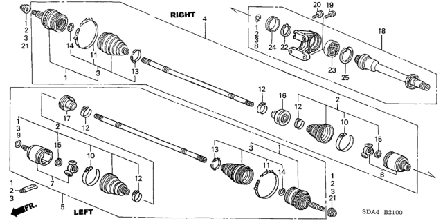 2004 Honda Accord Driveshaft (L4) Diagram