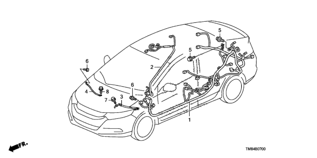 2014 Honda Insight Wire, Interior Diagram for 32155-TM8-A01