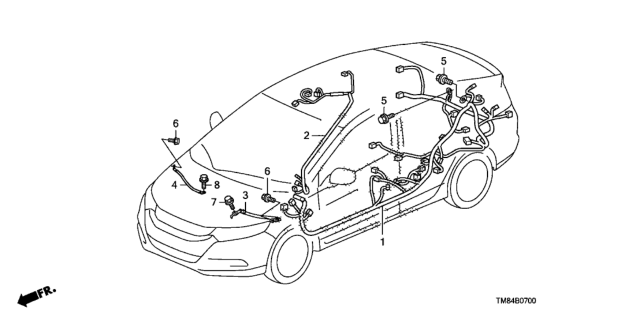 2010 Honda Insight Wire, Interior Diagram for 32155-TM8-A20