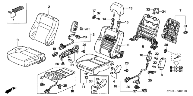 2003 Honda Accord Front Seat (Passenger Side) Diagram