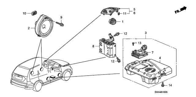 2010 Honda CR-V Speaker Assembly (12Cm Box) Diagram for 39120-SWA-A11