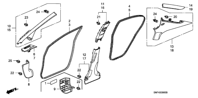 2011 Honda Civic Seal, R. FR. Door Opening *NH598L* (ATLAS GRAY) Diagram for 72315-SNA-A02ZA