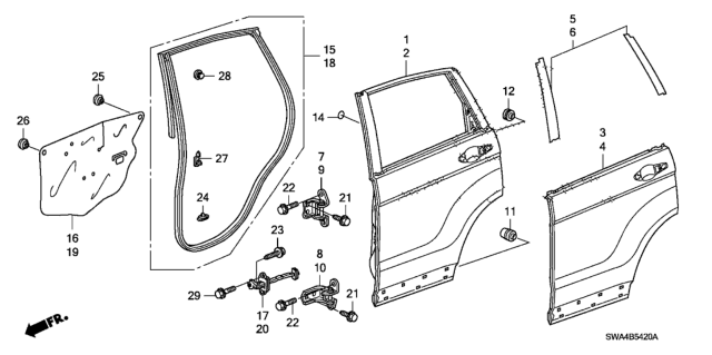 2008 Honda CR-V Panel, L. RR. Door (DOT) Diagram for 67550-SWA-A90ZZ