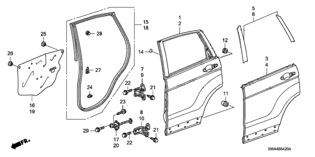 2011 Honda CR-V Checker, Right Rear Diagram for 72840-SWA-T01