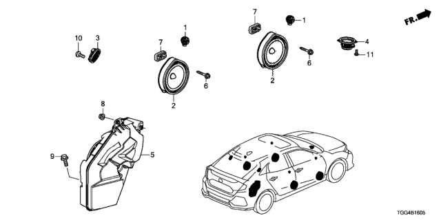 2018 Honda Civic Speaker Assembly (8Cm) (Denso) Diagram for 39120-THA-H91