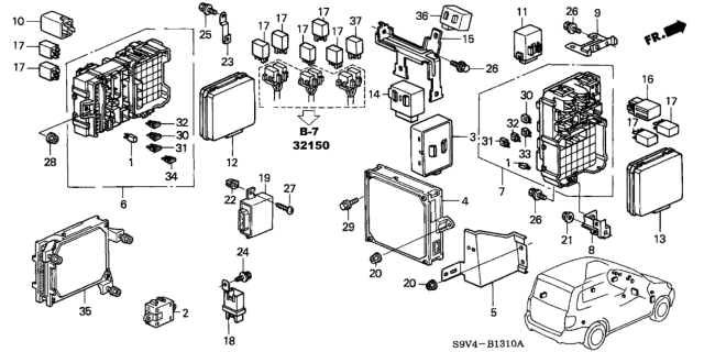 2004 Honda Pilot Ecu Diagram for 37820-PVF-406