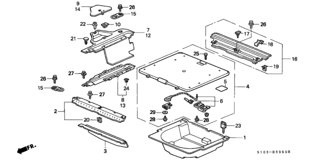 2000 Honda CR-V Frame, R. Floor Side Diagram for 84532-S10-000