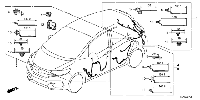 2019 Honda Fit Wire Harn,Door (R Diagram for 32753-T5R-A02