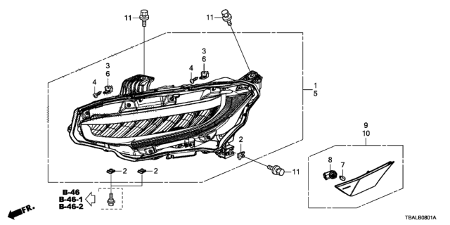 2020 Honda Civic Headlight (LED) Diagram