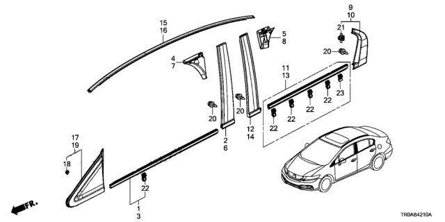 2013 Honda Civic Molding Diagram