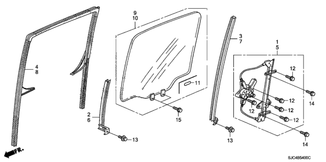 2009 Honda Ridgeline Glass Assy., L. RR. Door (Privacy)(Agc) Diagram for 73450-SJC-A01
