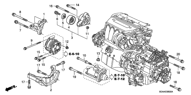 2007 Honda Accord Engine Mounting Bracket (L4) Diagram