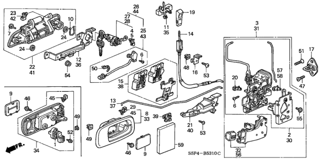 2004 Honda Civic Handle Assembly, Left Front Door (Outer) Diagram for 72180-S5A-013