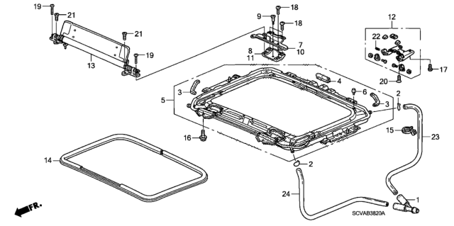 2007 Honda Element Roof Hatch Components Diagram