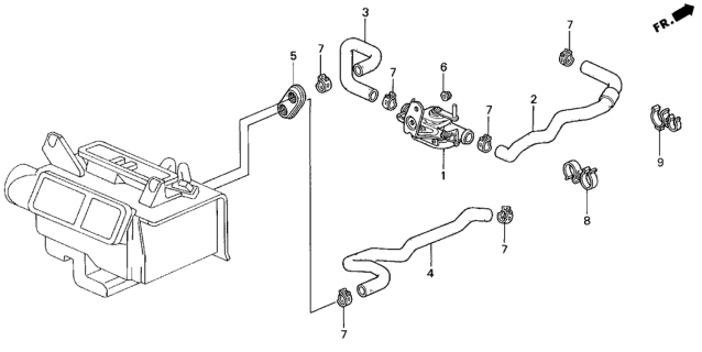 1992 Honda Prelude Valve Assembly, Water Diagram for 79710-SS0-003