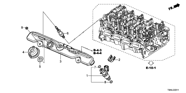 2021 Honda Civic Injector Assembly, Fuel Diagram for 16450-5BA-L01