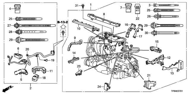 2015 Honda Crosstour Wire Harness, Engine Diagram for 32110-5J0-A50