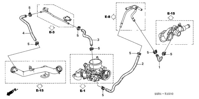 2003 Honda Civic Hose, Connecting Pipe Diagram for 19524-PZA-003