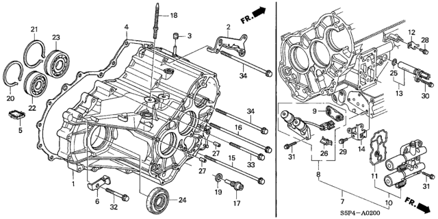 2003 Honda Civic AT Transmission Case Diagram