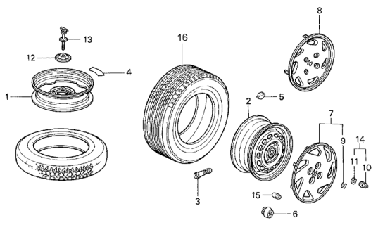 1993 Honda Civic Wheel Disk Diagram