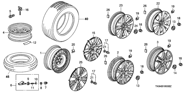 2015 Honda Odyssey Disk, Aluminum Wheel (17X7J) (Enkei) Diagram for 42700-TK8-A41