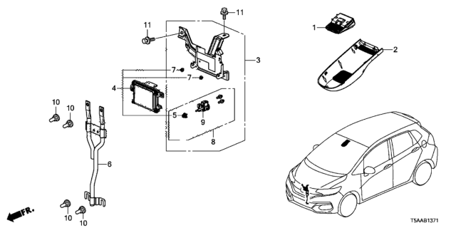 2020 Honda Fit Cover, Sensor Diagram for 36176-T5R-A01