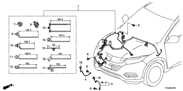 2020 Honda HR-V WIRE HARNESS, R. CABIN (INCLUDE RR. WASHER TUBE) Diagram for 32100-T7S-A60