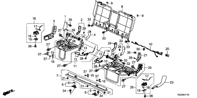 2021 Honda Ridgeline Rear Seat Components Diagram